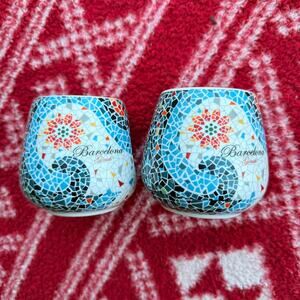 Barcelona Gaudi Mosaic Espresso Cups Set of 2 Trencadís Style Park Guell Spain